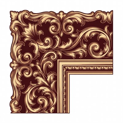 Ornate Golden Floral Frame Border