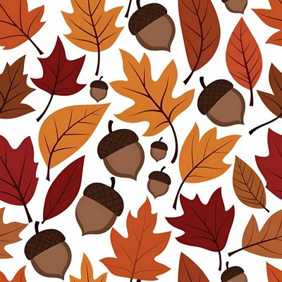 Autumn Leaves and Acorns Pattern