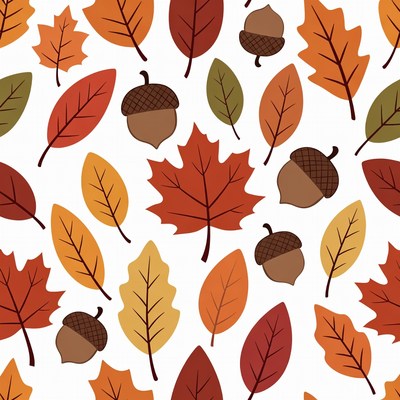 Autumn Leaves and Acorns Pattern