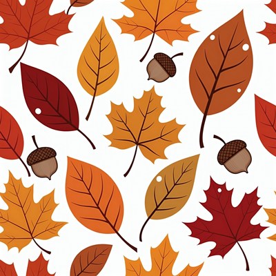 Autumn Maple Leaves Acorns Pattern