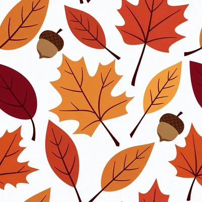 Fall Maple Leaves and Acorns Clipart