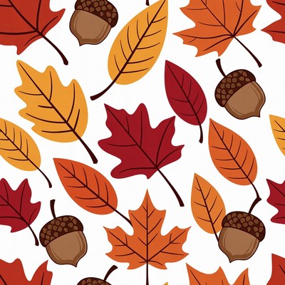 Fall Leaves and Acorns Pattern