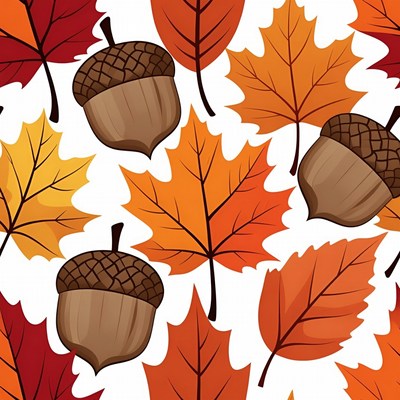 Autumn Leaves and Acorns Pattern