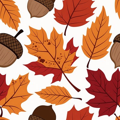 Autumn Leaves and Acorns Pattern