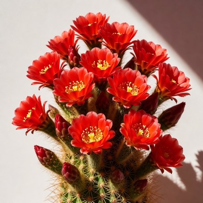 Red Clustered Cactus Flowers