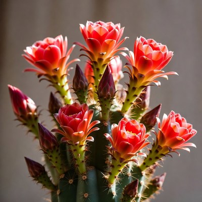 Red Blooming Cactus Plant