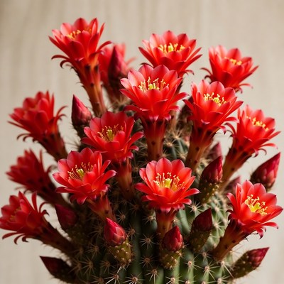 Red Christmas Cactus Blooming