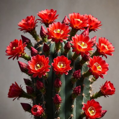 Red Blooming Cactus Plant