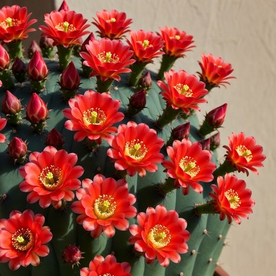 Red Claret Cactus Blooms