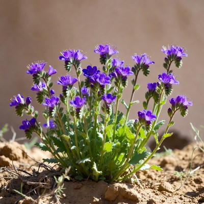Purple Cluster Flowers on Sandy Ground
