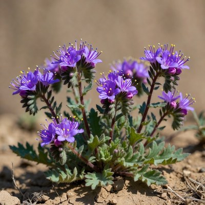 Purple Cluster Flowers on Sandy Ground