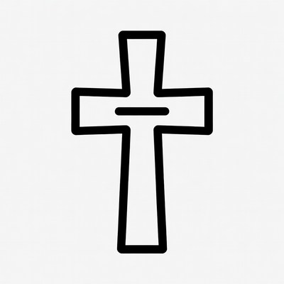 Black Outline Christian Cross Icon