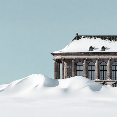 Snow-Buried Historic Building