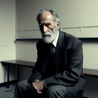 Elderly man sitting on bench