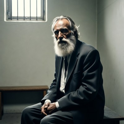 Elderly man in prison cell