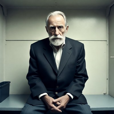 Elderly man in suit sitting