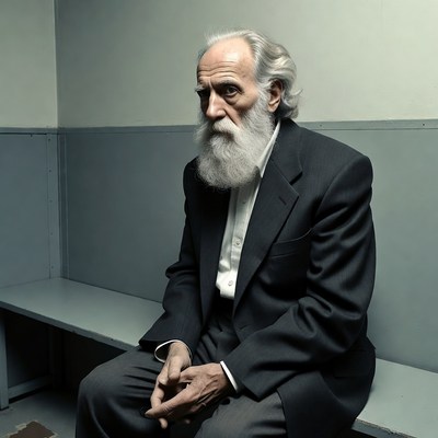 Elderly man with white beard sitting