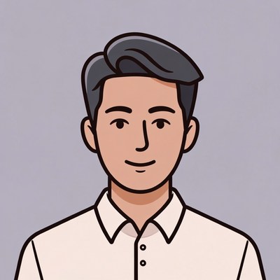 Smiling Asian man illustration