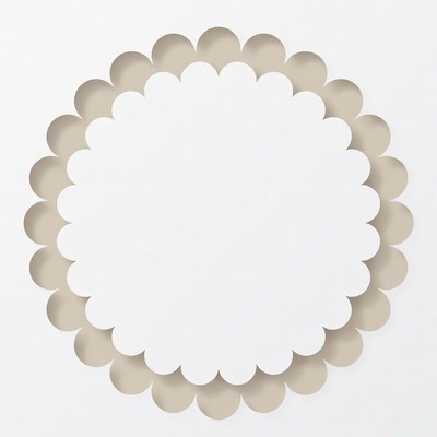Scalloped Beige Paper Circle Frame