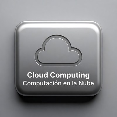 Cloud Computing Metal Button Icon