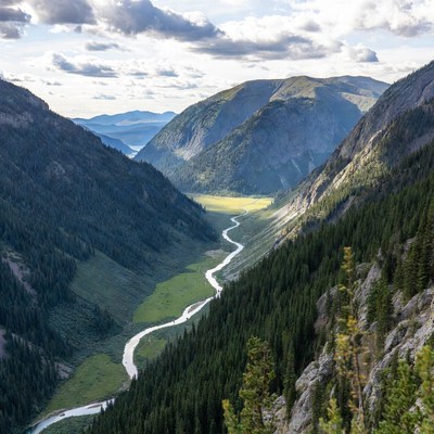 Mountain Valley with Winding River