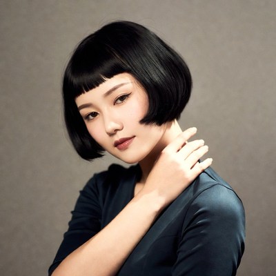 Asian woman with bob haircut