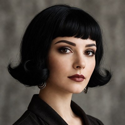 Woman with black bob haircut