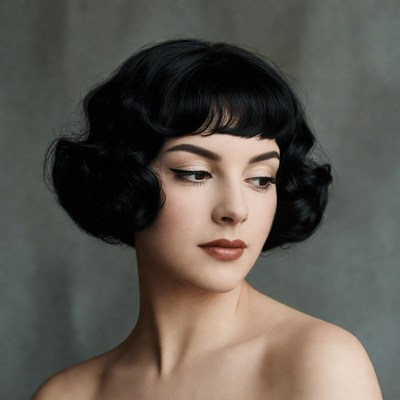 Woman with 1920s bob haircut