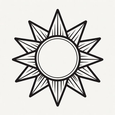 Black Outline Starburst Sun Icon