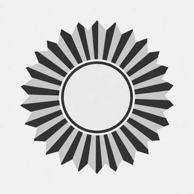 Gray Sunburst with Empty Center