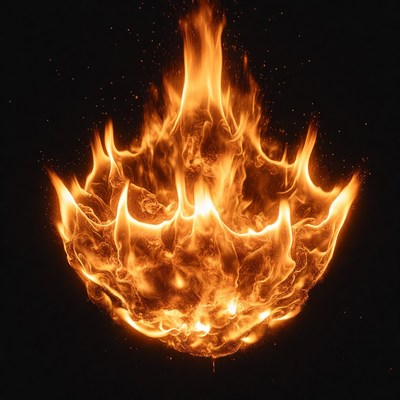 Fiery Flame Ball on Black