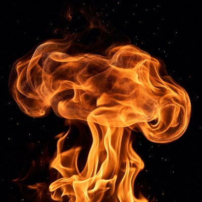 Fiery Mushroom Cloud Explosion