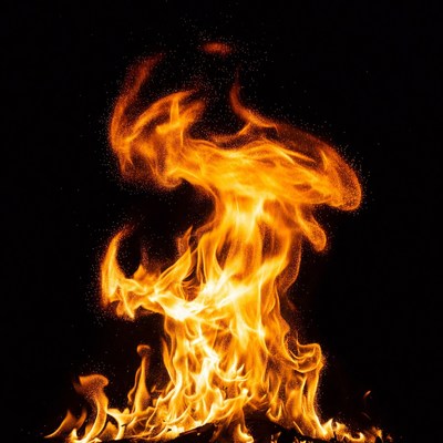 Fiery Flames on Black Background