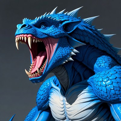 Roaring Blue Dragon Head