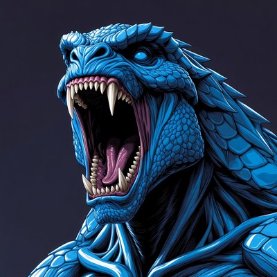 Roaring Blue Godzilla Illustration