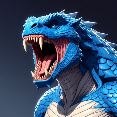 Roaring Blue Dragon Head