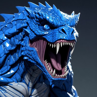 Roaring Blue Dragon Head