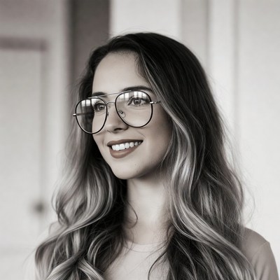 Smiling woman with aviator glasses