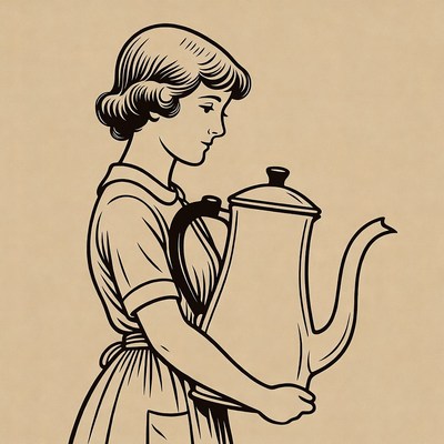 Woman holding teapot illustration