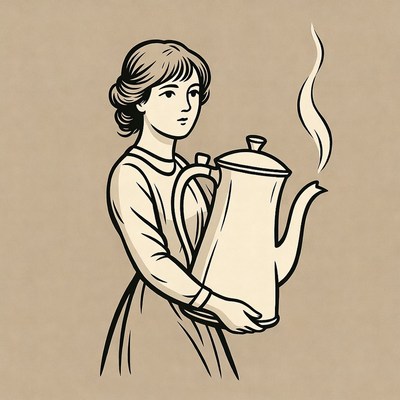 Woman holding steaming teapot