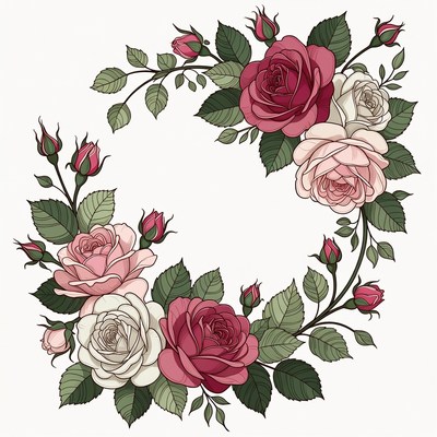 Rose Flower Wreath Illustration