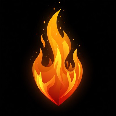 Heart-Shaped Fire Flame