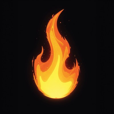 Fiery flame illustration on black