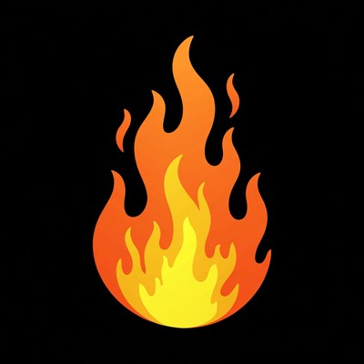 Fiery flame illustration on black