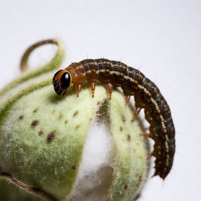 Caterpillar on cotton boll
