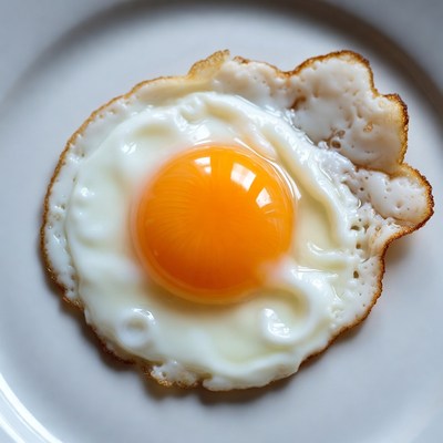 Fried Egg on White Plate