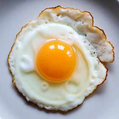 Fried Egg on White Plate