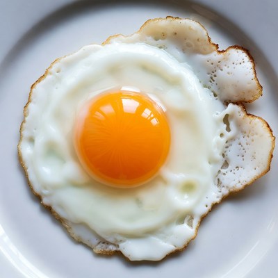 Fried Egg on White Plate