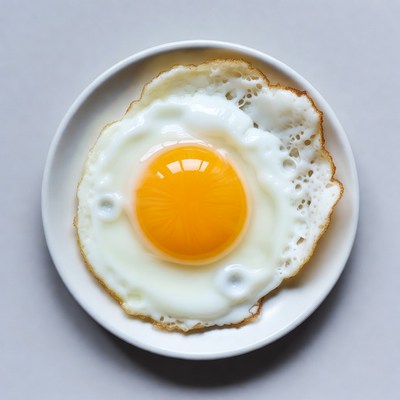 Fried Egg on White Plate