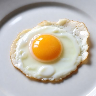 Fried Egg on White Plate